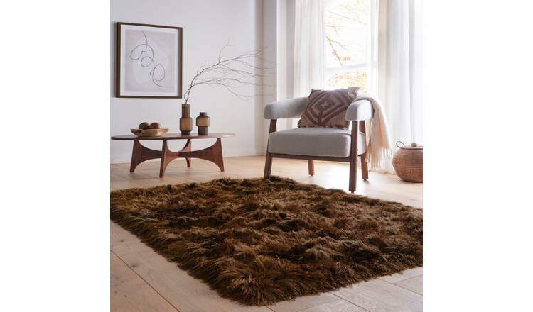 Mega Flooring Brown Modern Plain Rug - 160 x 230cm