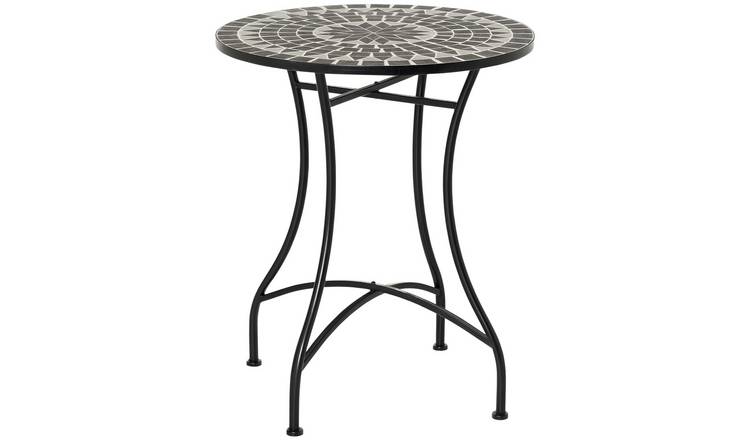 Outsunny Small Round Outdoor Side Table with Ceramic Top - Grey and Green