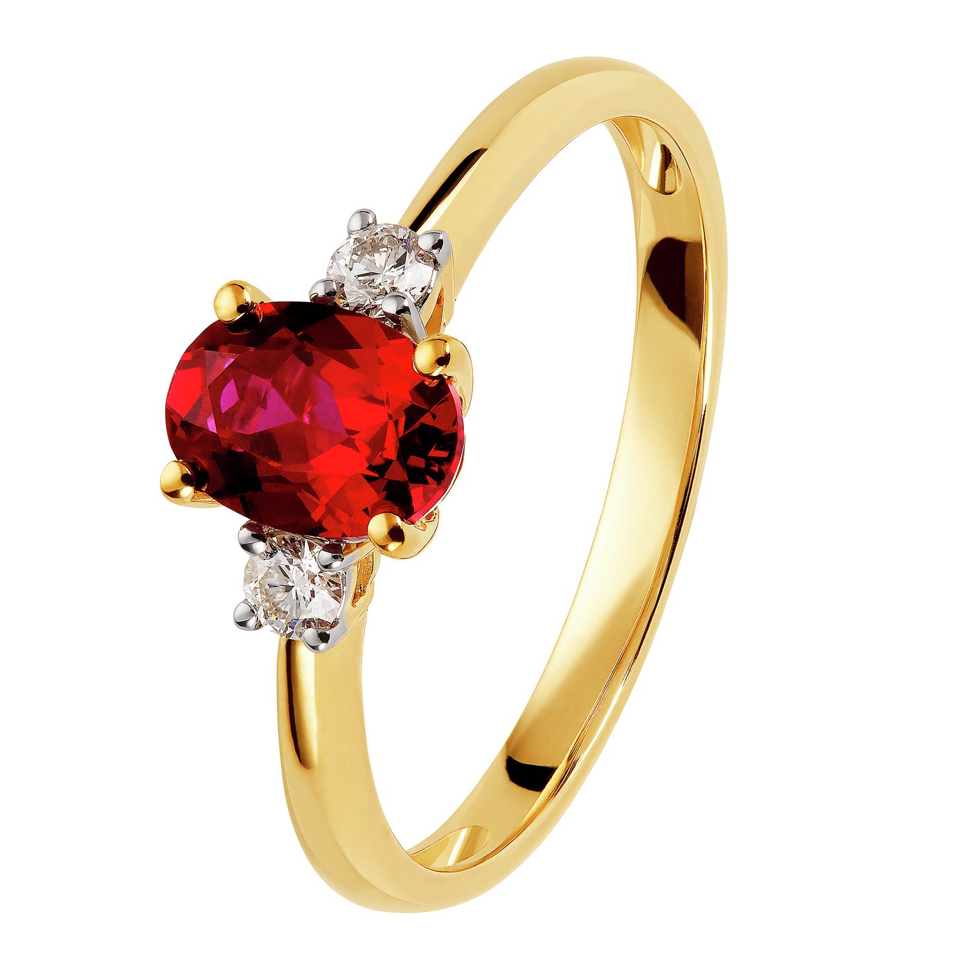 Revere 9ct Gold 0.10ct Diamond and Ruby Engagement Ring - J