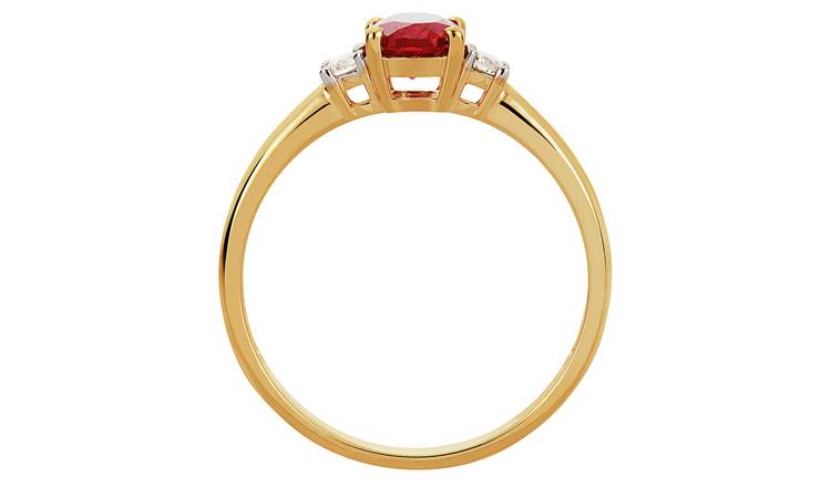 Buy Revere 9ct Gold 0.10ct Diamond and Ruby Engagement Ring - J