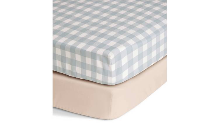 zwanger fysiek De controle krijgen Buy Habitat Kids Cotton Gingham 2 Pack Fitted Sheets - Cot Bed | Kids  bedding | Argos