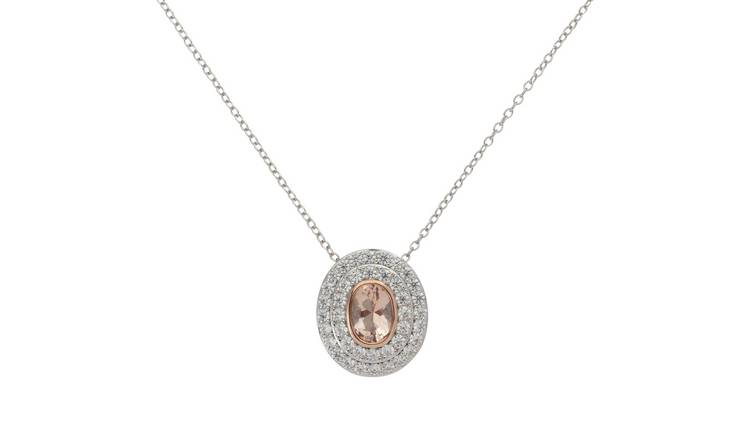 Revere 9ct Rose Gold Plated Silver Cubic Zirconia Necklace