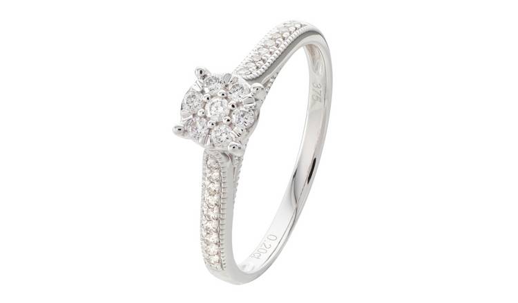 Revere 9ct White Gold 0.20ct Diamond Engagement Ring - K