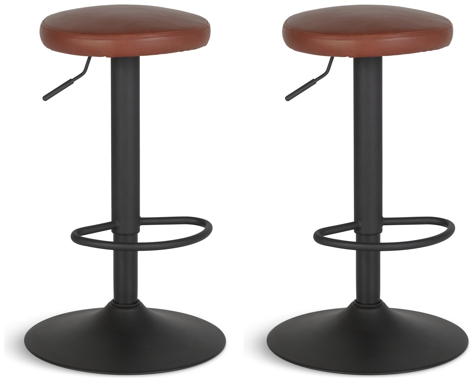 Habitat Hewitt Pair of Faux Leather Bar Stools - Tan