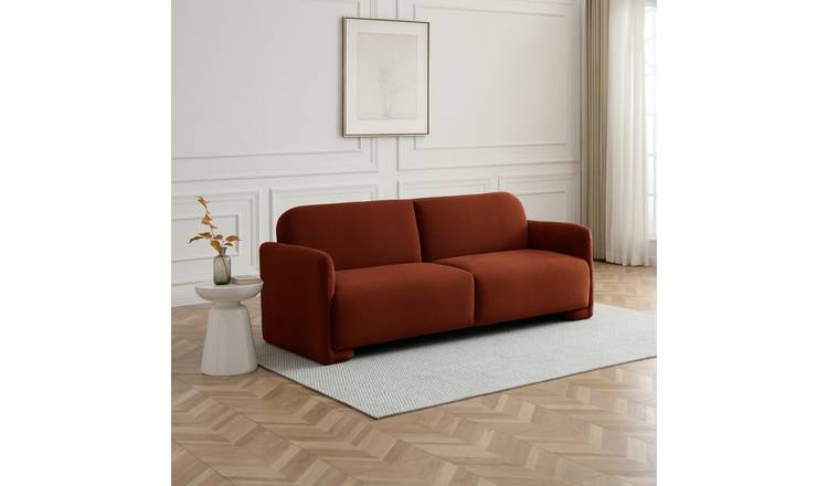Kyoto Ralph Small Double Velvet Clic Clac Sofa Bed - Burnt Orange