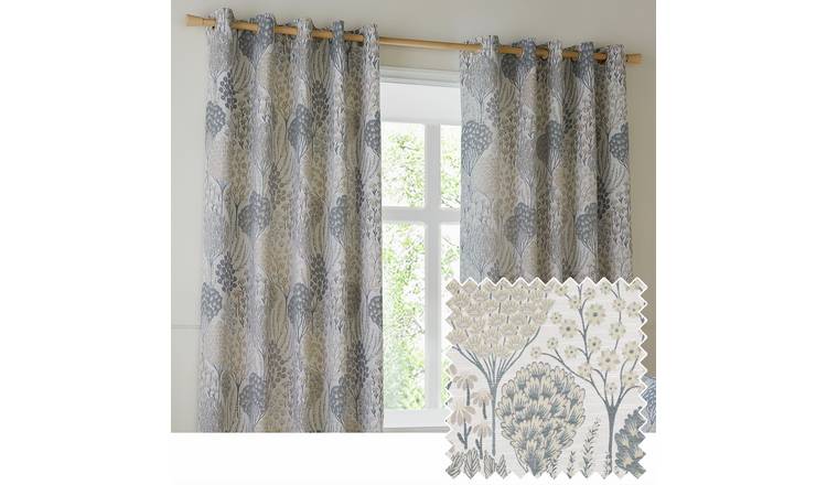 Wylder Ophelia Floral Eyelet Curtains - Wedgewood - 168x229cm