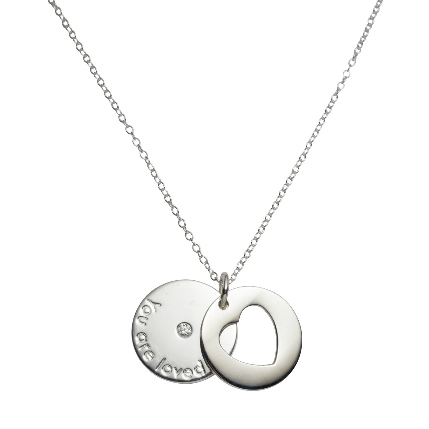 Moon & Back Sterling Silver Cubic Zirconia Pendant Necklace