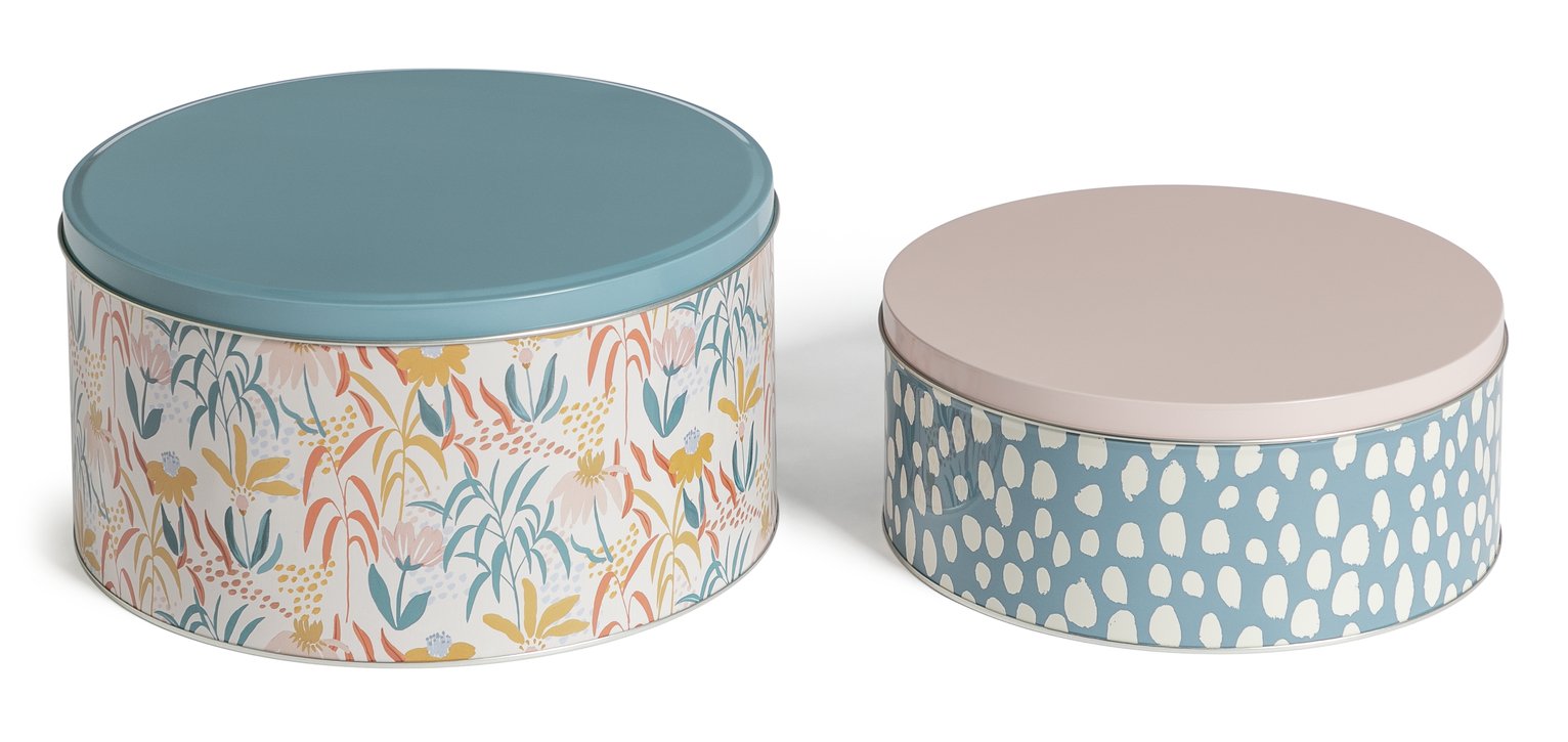 Argos Home Floral Pack of 2 Cake Tin