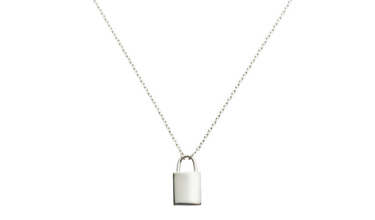 Small silver deals padlock necklace