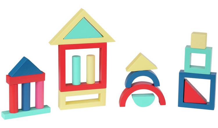 Chad Valley Chad Valley 73 Of Wood  Building Blocks shapes colour and sizes help creativity 