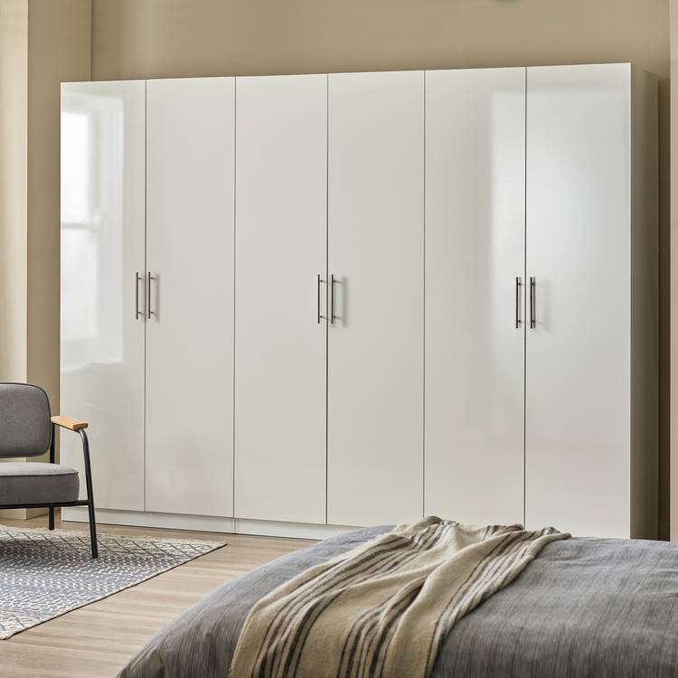 Habitat Munich 6 Door Wardrobe - White Gloss 0