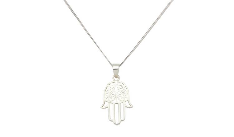 Buy Revere Sterling Silver Hamsa Hand Pendant Necklace