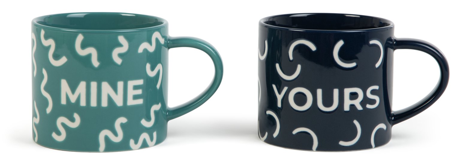 Habitat Yours & Mine Slogan Set of 2 Mugs