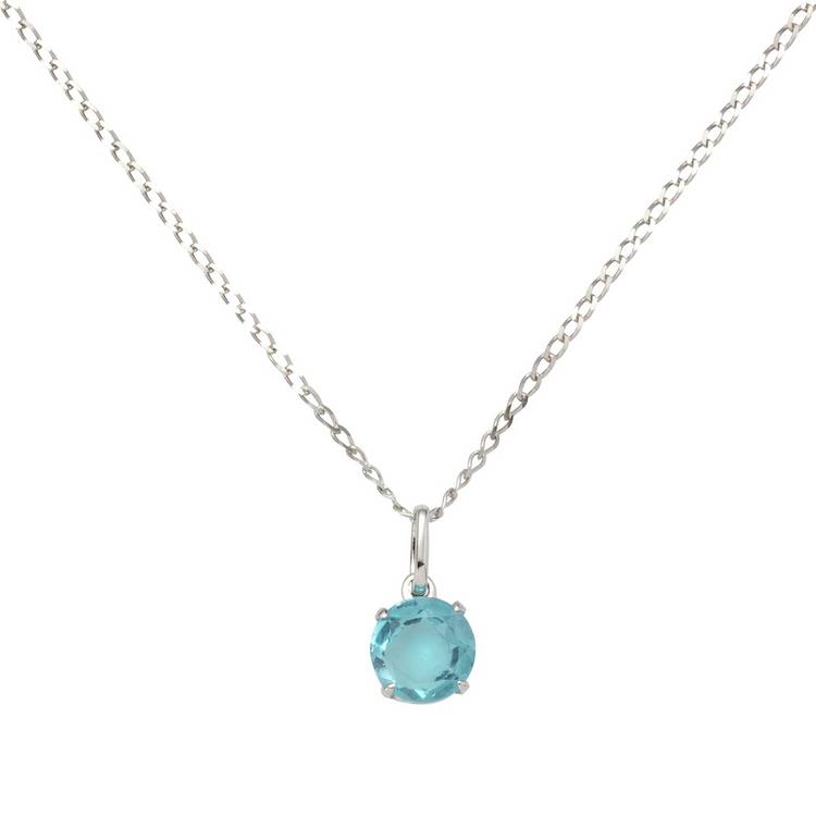 Revere 9ct White Gold Blue Topaz Pendant Necklace - December 0