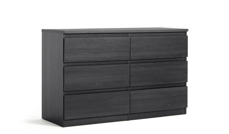 Buy Habitat Jenson 3+3 Drawer Chest - Black Brown | Chest of drawers ...