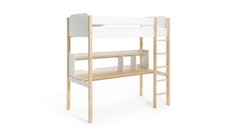 Habitat Kids Nico High Sleeper Bed Frame & Desk-White & Pine