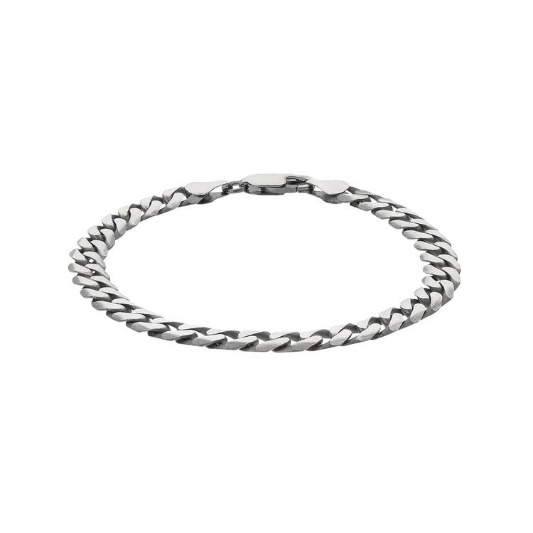 Revere Men's Sterling Silver Oxidised Curb Bracelet 0