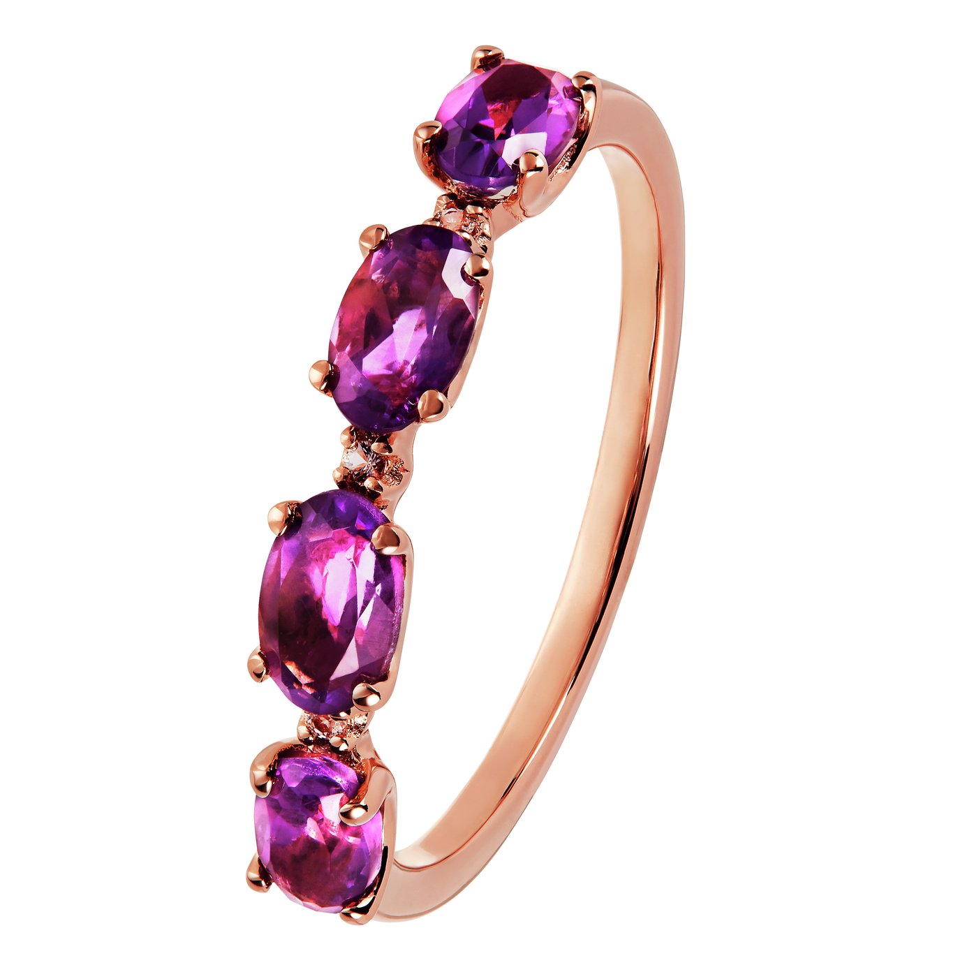 Revere Rose Gold Plated Silver Amethyst Eternity Ring - T
