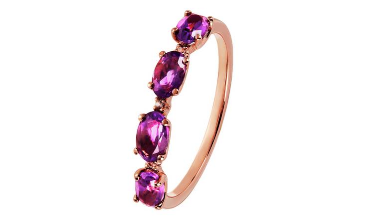 Revere Rose Gold Plated Silver Amethyst Eternity Ring - T
