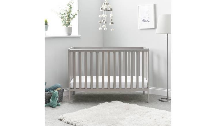 Buy Obaby Bantam Space Saver Cot and Fibre Mattress Warm Grey Cots and cot beds Argos