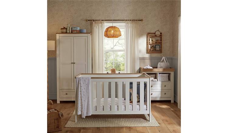 CuddleCo Burford 3 Piece Nursery Furniture Set – White & Oak