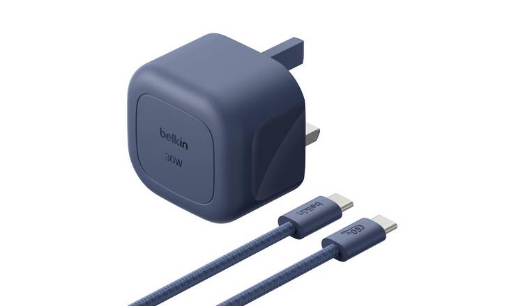 Belkin 30W USB-C PD Charger & 2m USB-C Braided Cable - Indigo