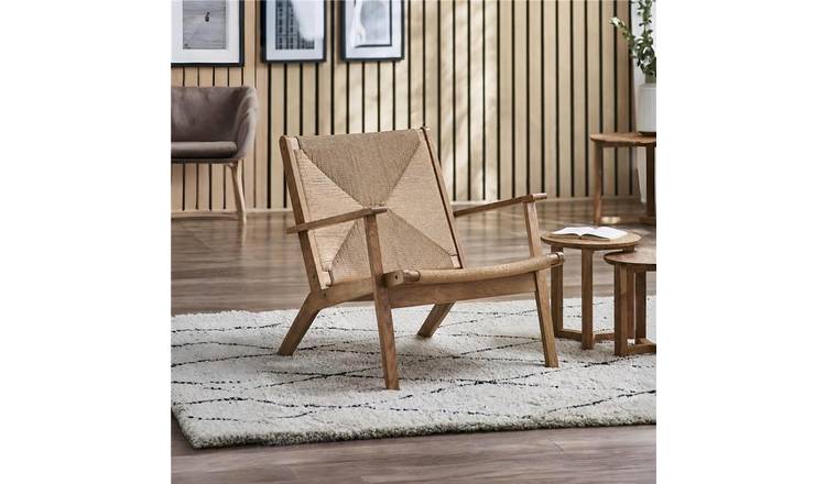 Julian Bowen Icaria Woven Wood Accent Chair Steel Feet - Brown