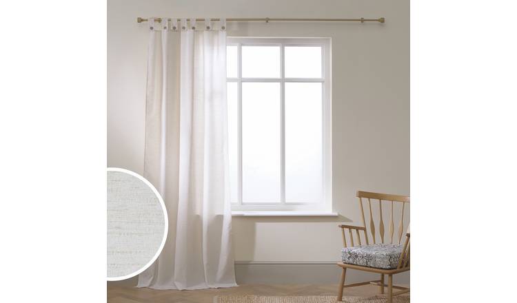 Habitat Button Non-Blackout Tab Top Voile Curtain - Natural - 140x229cm