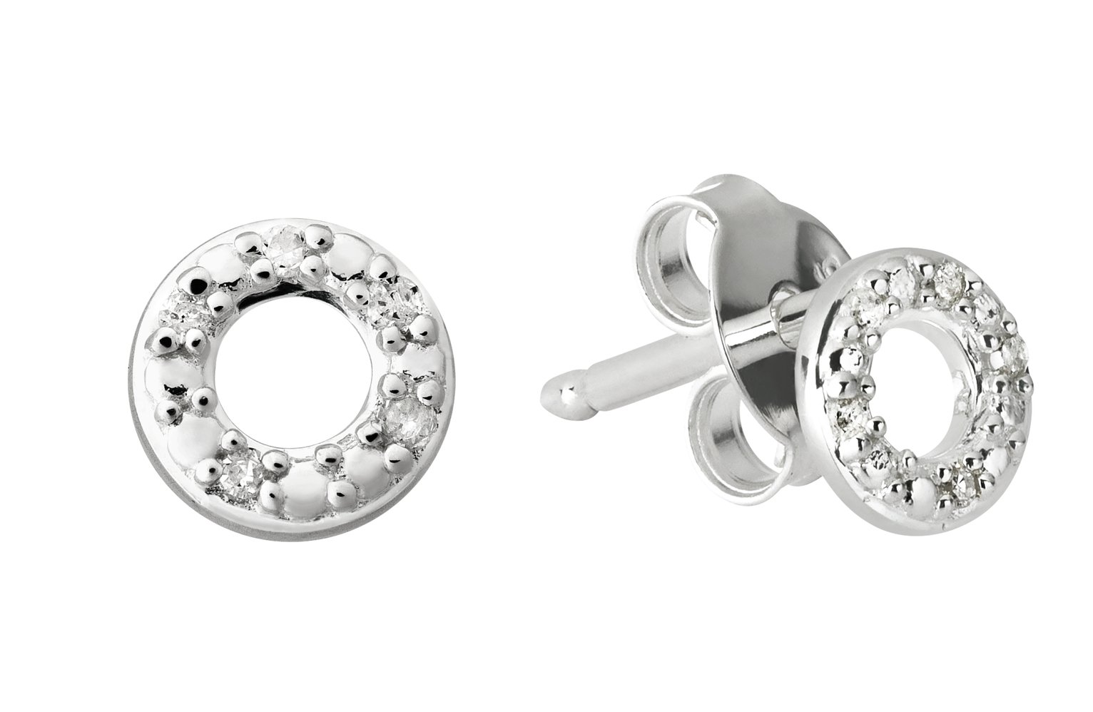 Revere Sterling Silver 0.02ct Diamond Circle Stud Earrings