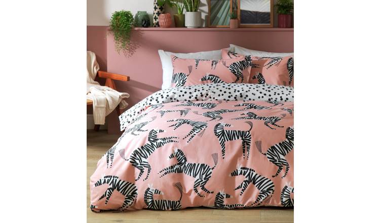 Habitat Zebra Blush Pink Bedding Set - Single