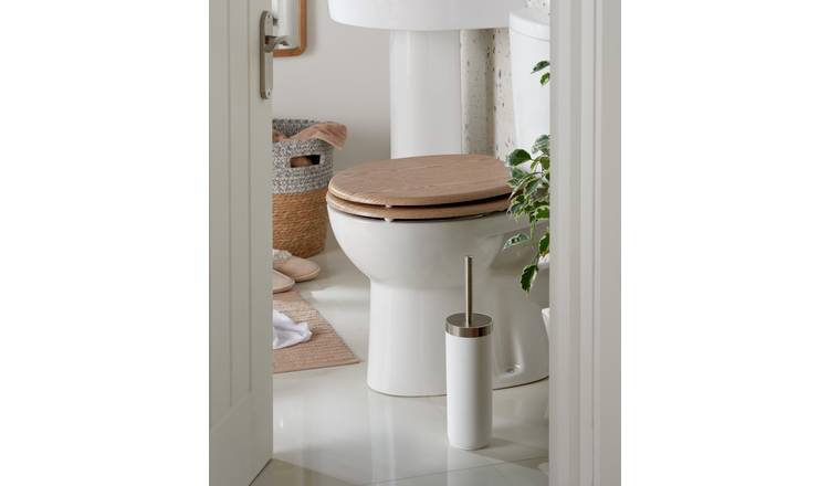 Ribbed Toilet Bowl Brush and Holder White