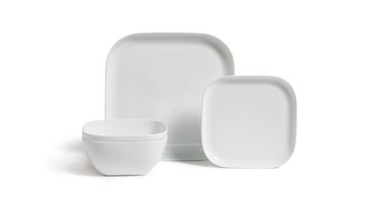 Buy Habitat Riko Square 12 Piece Dinner Set White Dinner sets