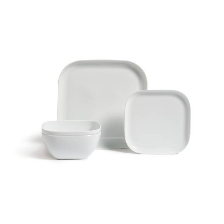 Buy Habitat Riko Square 12 Piece Dinner Set White Dinner sets Habitat
