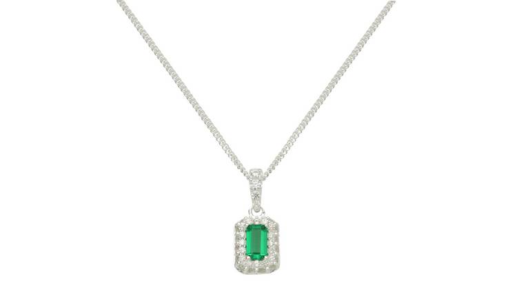 Revere Sterling Silver Cubic Zirconia Halo Pendant Necklace