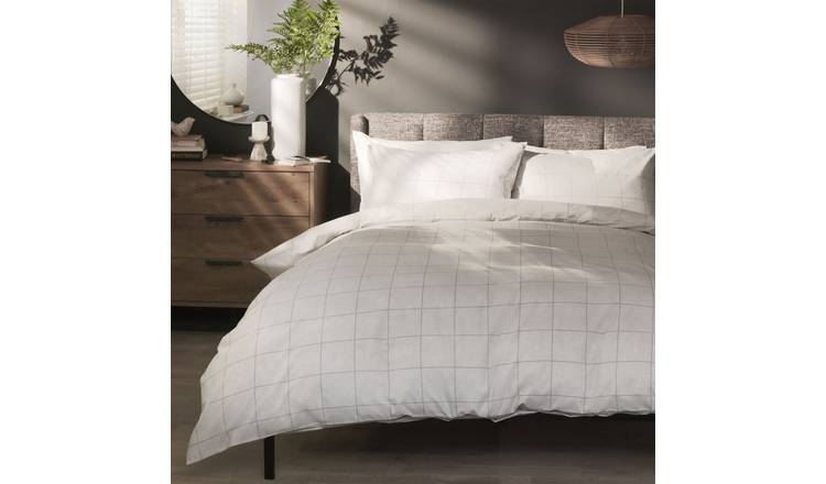 Habitat Country Grid Grey Bedding Set - Single