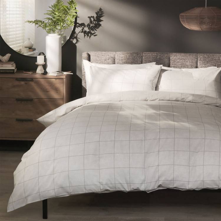 Habitat Country Grid Grey Bedding Set - Single 0