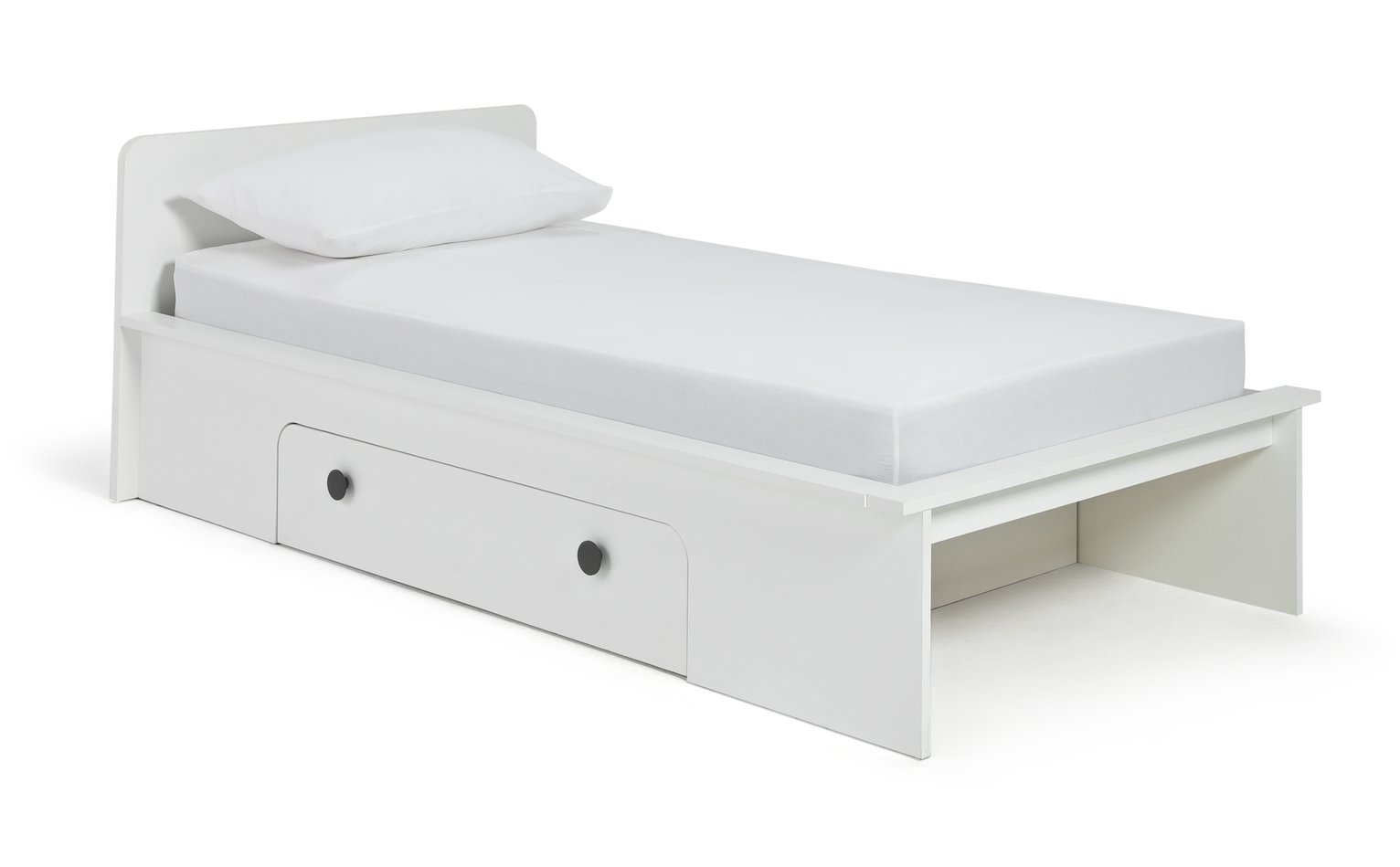 Habitat Rudi Single Storage Bed & Mattress-White & Grey