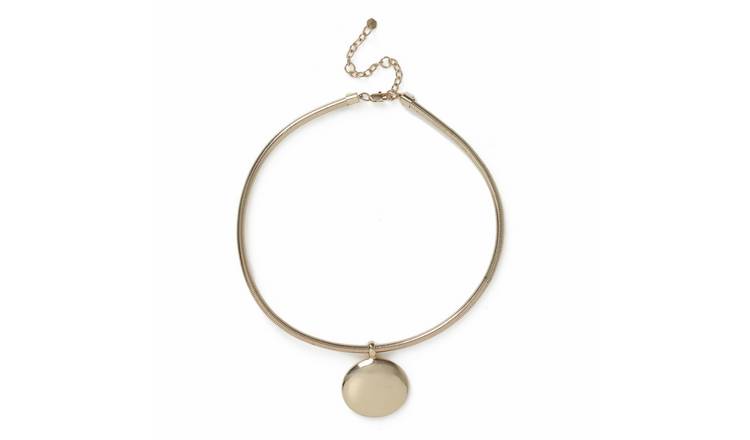 Freedom Gold Tone Clean Statement Pendant Necklace