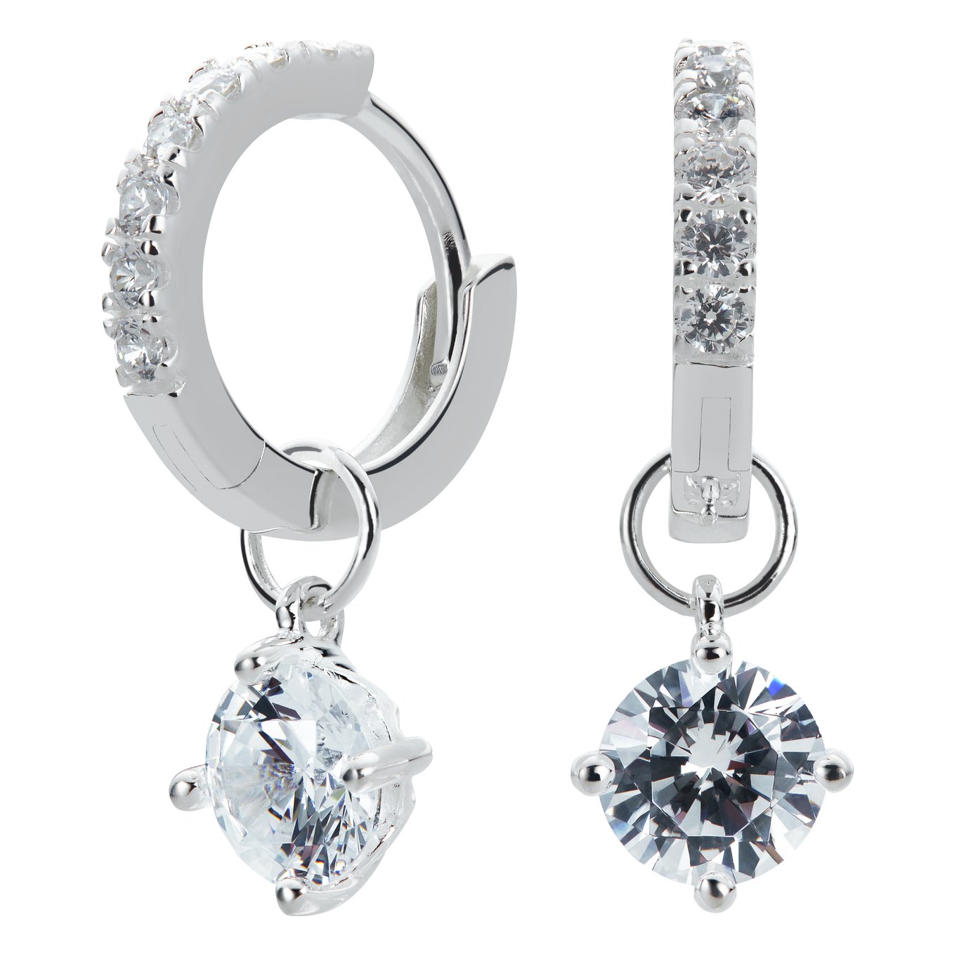 Revere Sterling Silver Cubic Zirconia Huggie Hoop Earrings