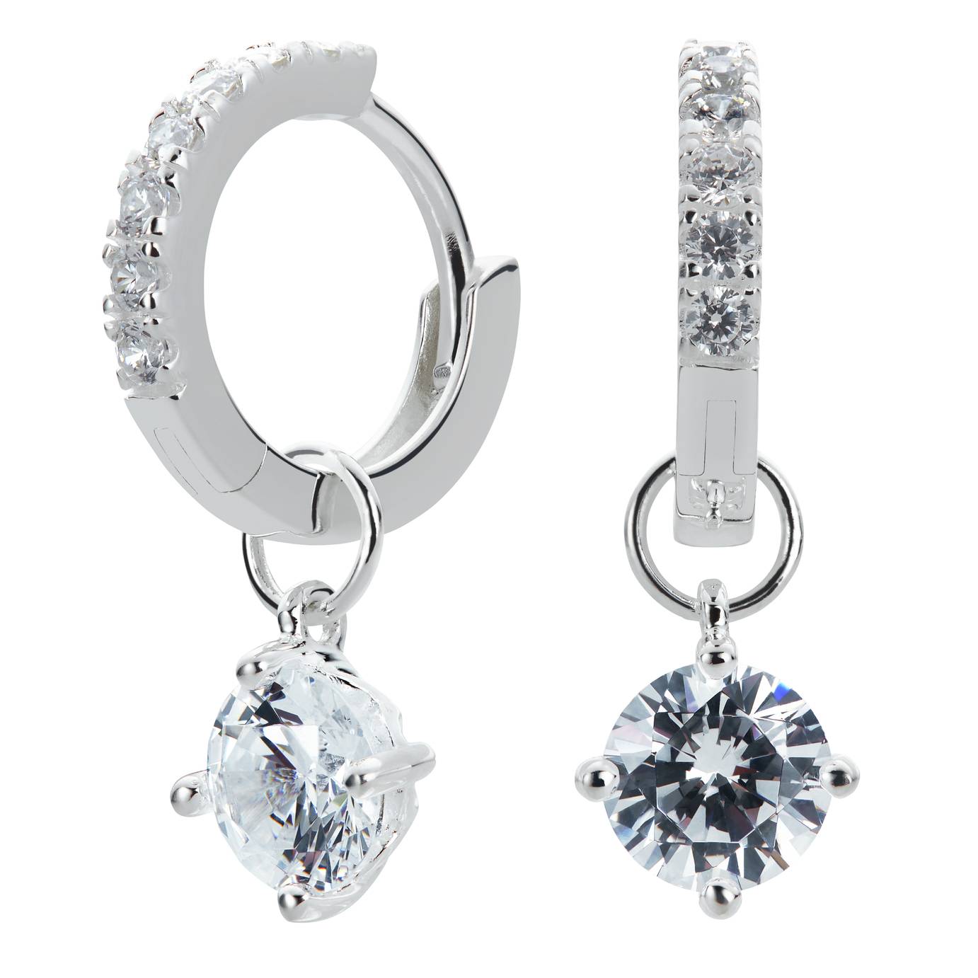 Buy Revere Sterling Silver Cubic Zirconia Huggie Hoop Earrings  Womens 