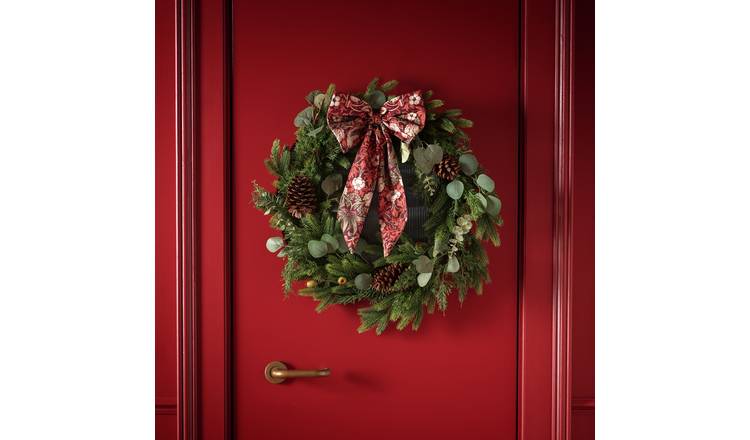 Habitat x Morris & Co. Printed Bow Botanical Christmas Wreath