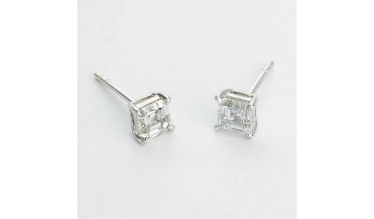 Revere 9ct White Gold 1ct Lab Grown Diamond Asscher Cut Stud Earrings