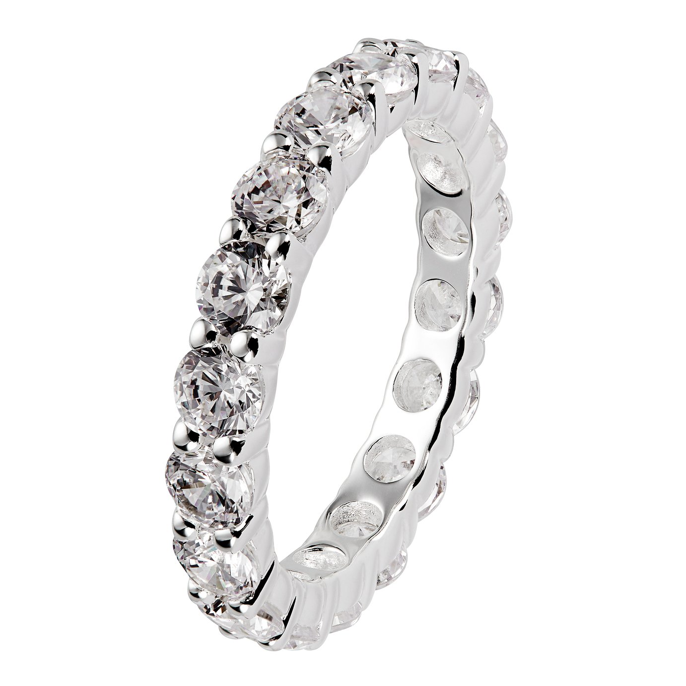 Revere Sterling Silver Round Cubic Zirconia Eternity Ring Q
