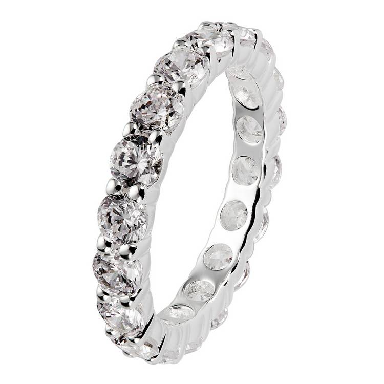 Revere Sterling Silver Round Cubic Zirconia Eternity Ring Q 0