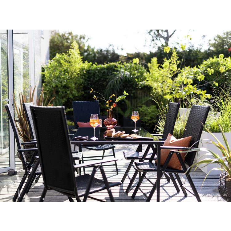 Argos Home Hereford Folding 6 Seater Metal Patio Set - Black 0