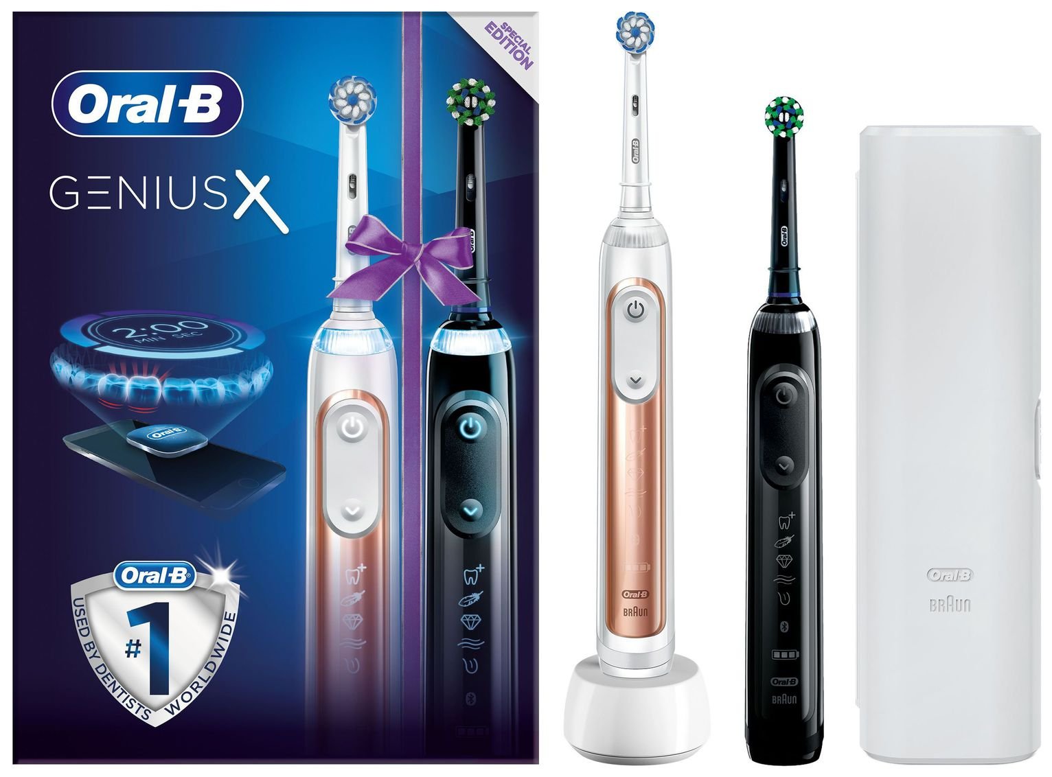 slagader vijver binnenkomst Buy Oral-B Genius X Cross Action Electric Toothbrush - Duo Pack | Electric  toothbrushes | Argos