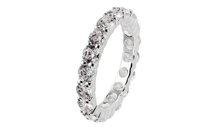Revere Sterling Silver Round Cubic Zirconia Eternity Ring L