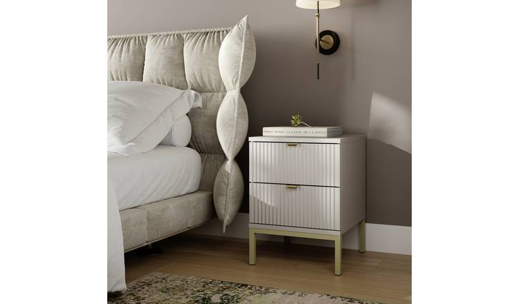 Argos Home Kyla 2 Drawer Bedside Table - Cashmere