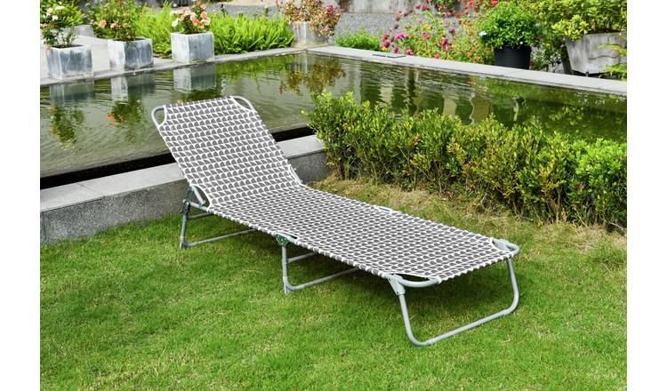 Buy Habitat Folding Metal Sun Lounger Charcoal Garden chairs