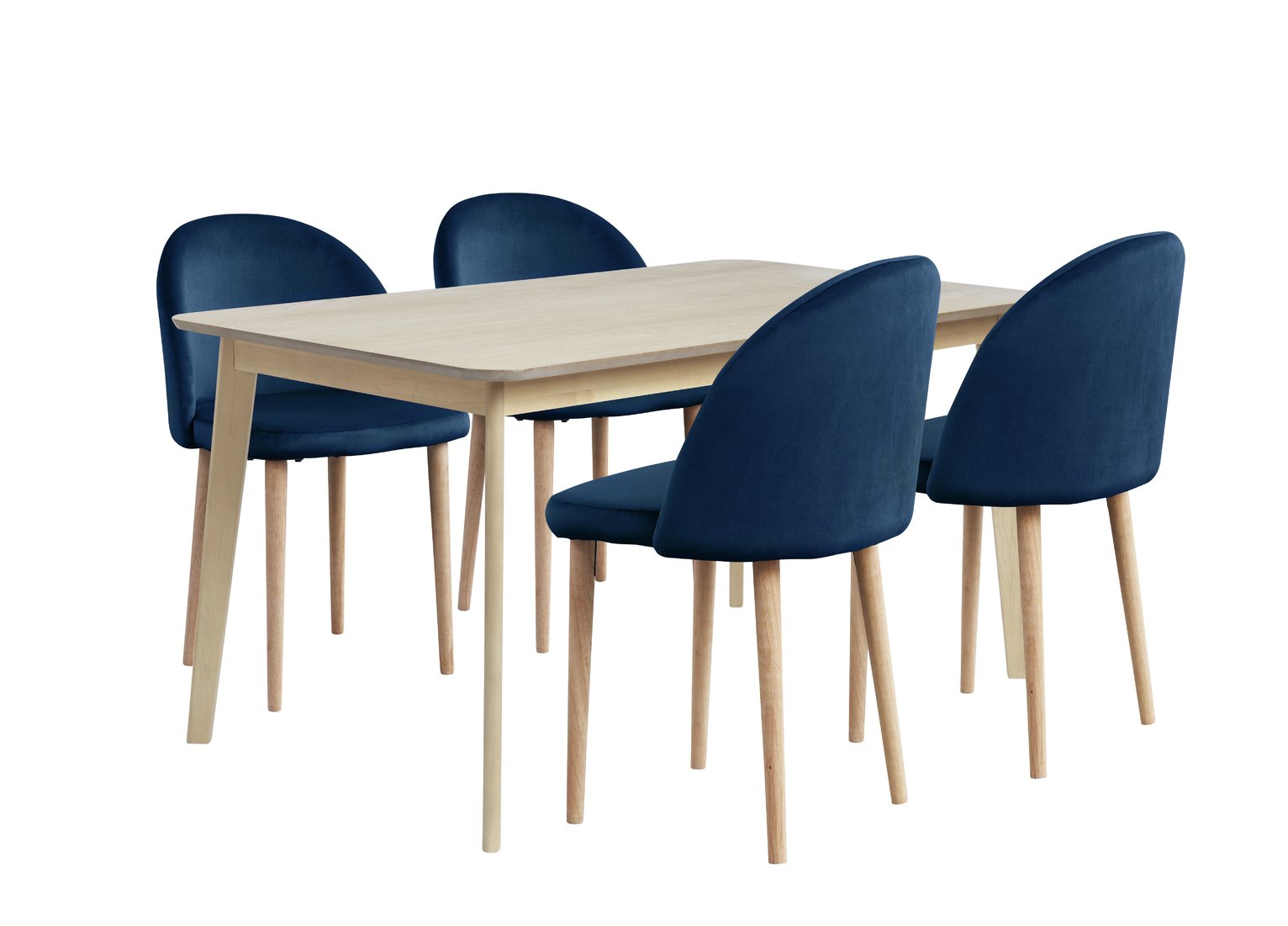 Habitat Skandi Solid Wood Dining Table & 4 Navy Chairs